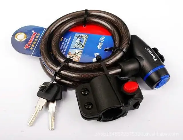 Universal TY533E Mountain Bike Wire Lock Bicycle Key Lock Riding Equipment 1.2 M