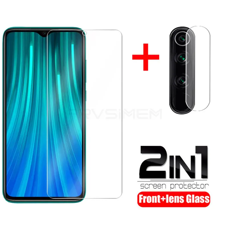Защитное стекло для экрана 2 в 1 закаленное + Защитная пленка камеры HD Redmi 7 8 7A 8A Note 9S