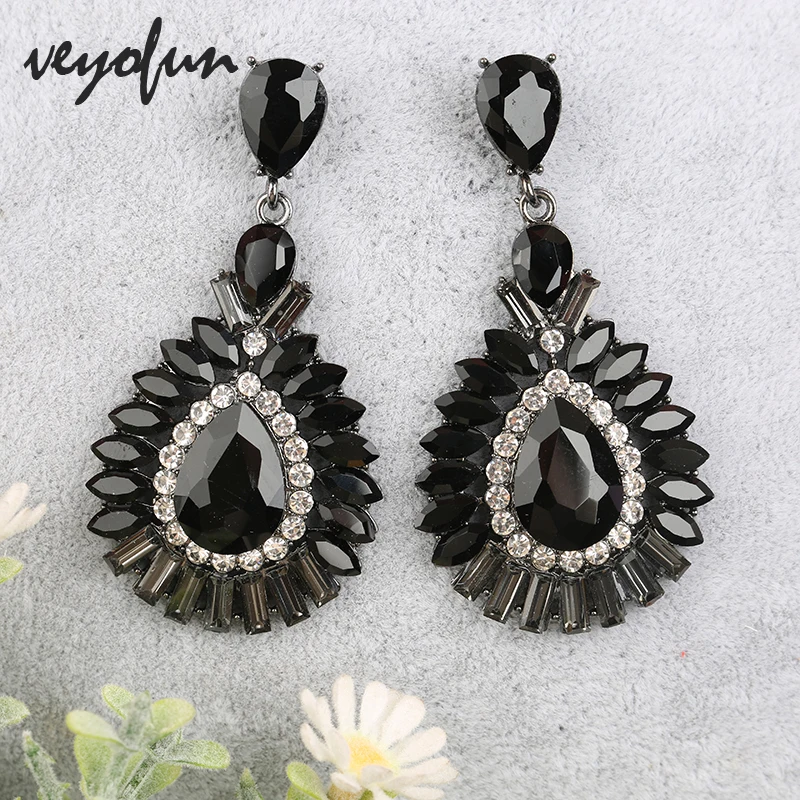 Veyofun Classic Crystal Drop Earrings Hyperbole Bridal Dangle Earrings Fashion Jewelry for Women Gift New