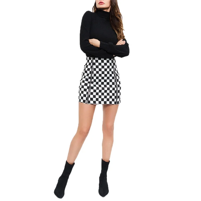 Women Skirts Office Lady Sexy Invisible Zipper High Waist Hip Tight Skirt Girls Plaid Fashion Skirts For Women