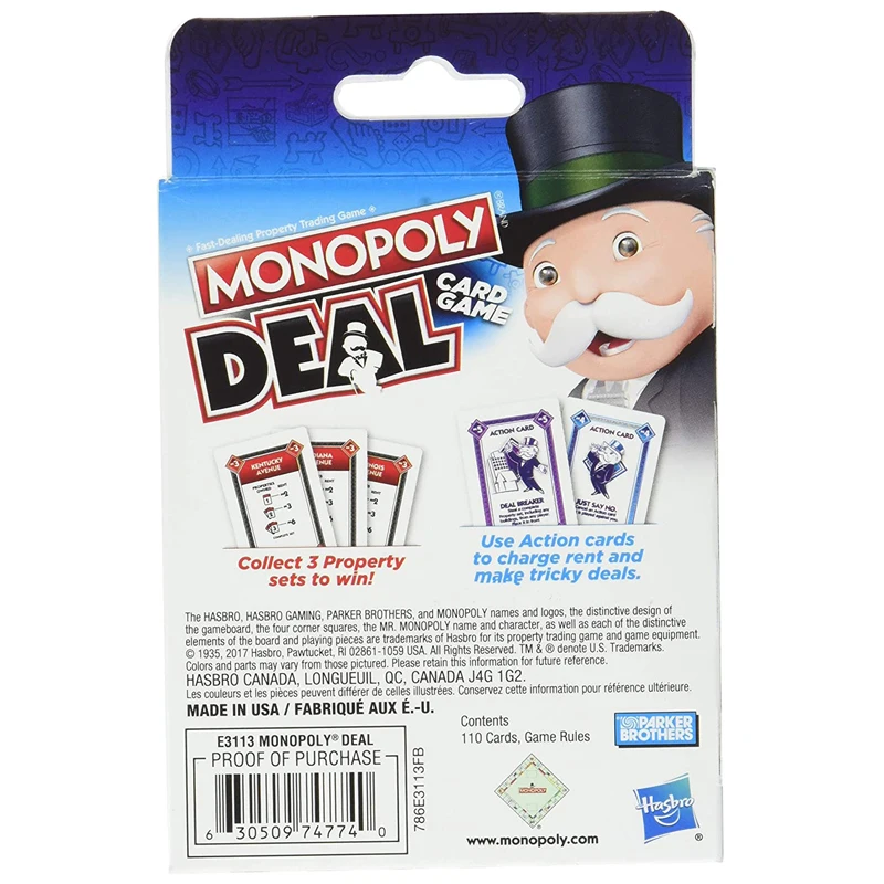 Original hasbro monopoly negócio cartão de jogo