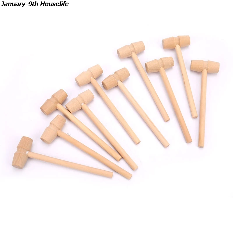Mini martillo de madera para bebés, 10 piezas