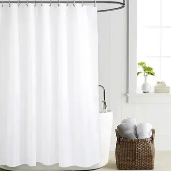 

60 White Shower Curtain Solid Color Polyester Fabric Thick Waterproof Curtains Mold Simple Bathroom Set Partition Curtain