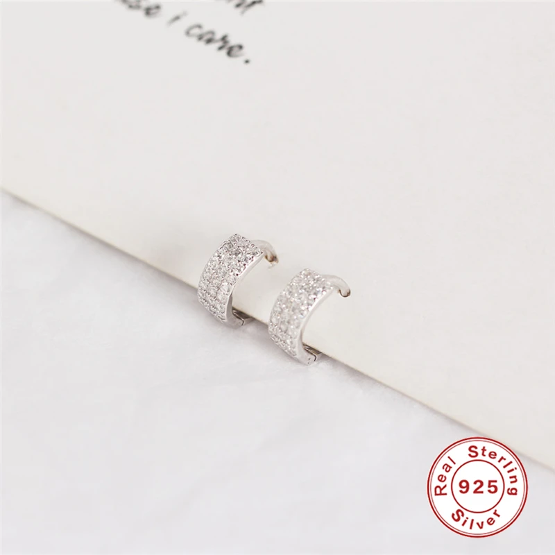 Sliver S925 Щепка Мода серьги в виде колец, Модные украшения золото-с украшением в виде кристаллов из австрийских двойной полукруг серьги, украшенные фианитами - Окраска металла: Sliver
