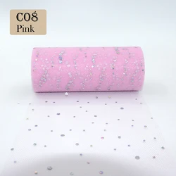 Sparkling White Glitter Tulle Roll - 10 Yards of Shimmering Organza Fabric for Crafting and Special Occasions (C08-10Y)