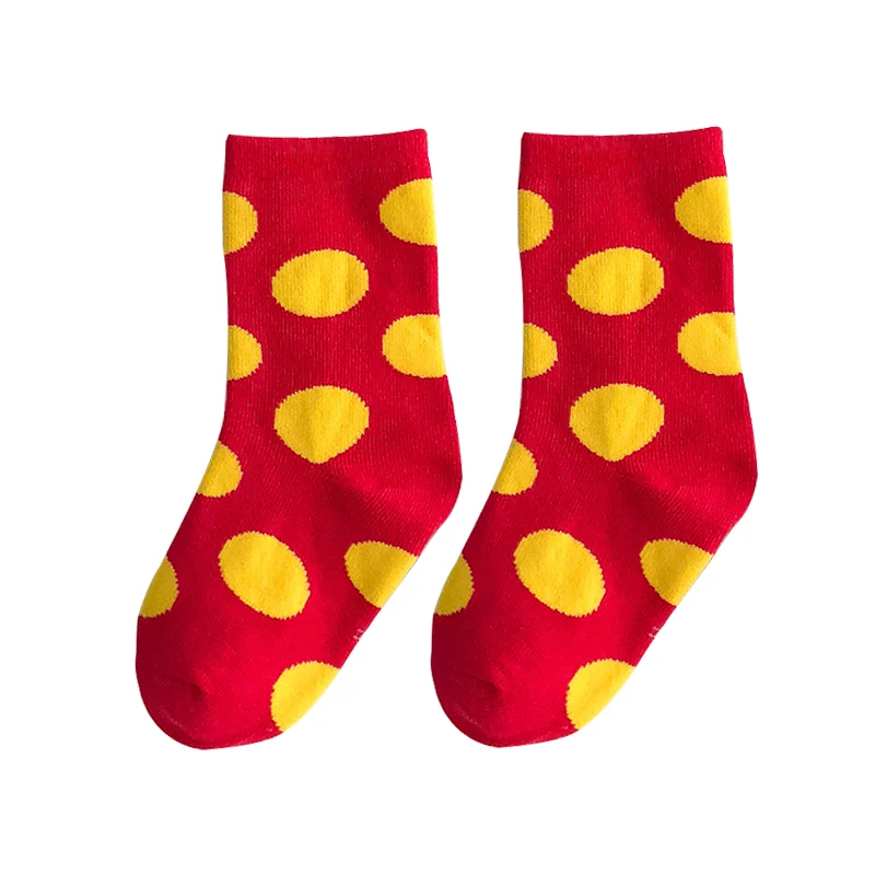 red yellow dot Г. Детские зимние хлопковые носки теплые короткие носки для маленьких мальчиков и девочек Детские Модные Разноцветные носки в горошек - Цвет: red yellow dot