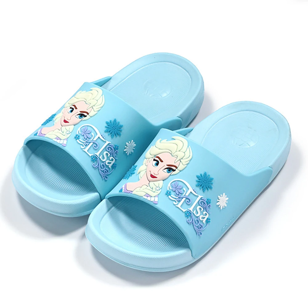 Disney Cartoon Girls Sandals For Kid Frozen Queen Elsa Prints Water Slippers Children Waterproof Nonslip Bathroom Home Shoes New