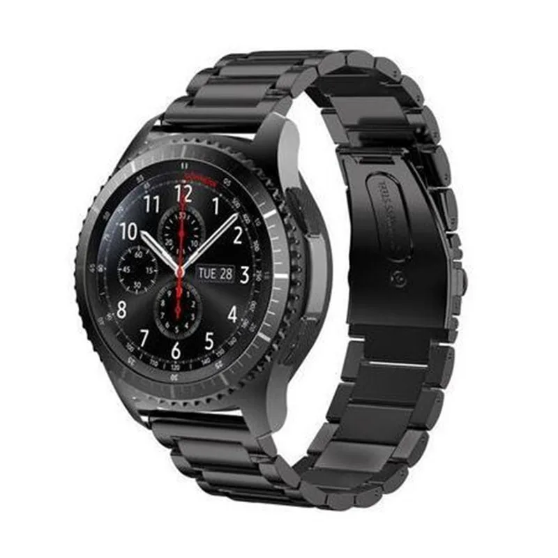 Gear S3 22 мм ремешок для samsung Frontier Galaxy Watch 46 мм 42 мм классический браслет из нержавеющей стали ремень amazfit bip - Цвет ремешка: black