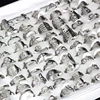 50Pcs/lot Mix Random Style Laser Cut Pattern Golden Color Stainless Steel Rings Women Party Ring 3