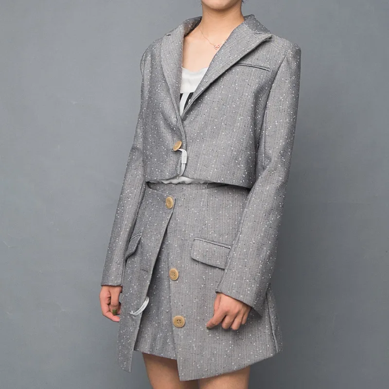 

Hong ga Lin Summer Two-Piece Set Graceful 2019-Fashionable Short Jacket a Pendulum Skirt Suit WOMEN'S Suit