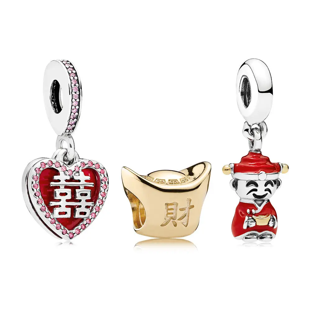

100% 925 Sterling Silver 1:1 RAU0379 Fortune and Luck Charm Pack Beaded Set For DIY Bracelet & Bangle Gifts