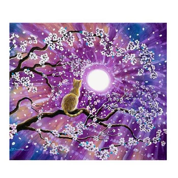 

Cat Diamond Painting Full Round Diamond Animal Kit Rhinestone Home Decor