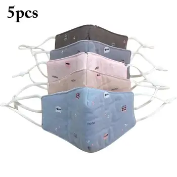 

5pcs/set Kids Cartoon Printing Mouth Masks Warm Adjustable Anti-Dust Mask Facial Mouth Cover Unisex For Outdoor Random Color