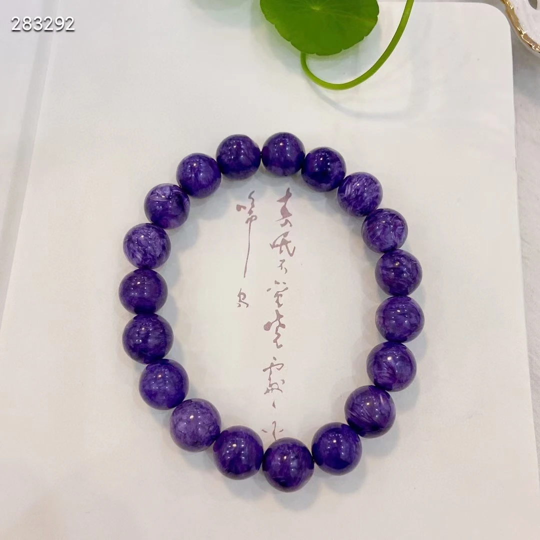 Natural Purple Charoite Round Beads Bracelet Women Men Jewelry 