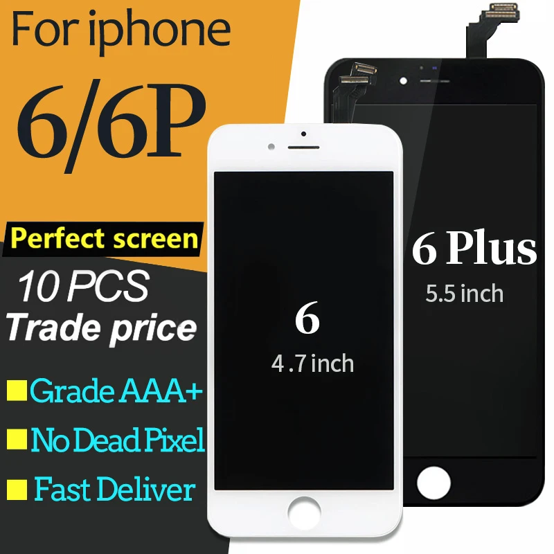 10 шт./лот для iPhone 6 ЖК экран с сенсорным дигитайзером сборка Plus 3D сенсорный ecra