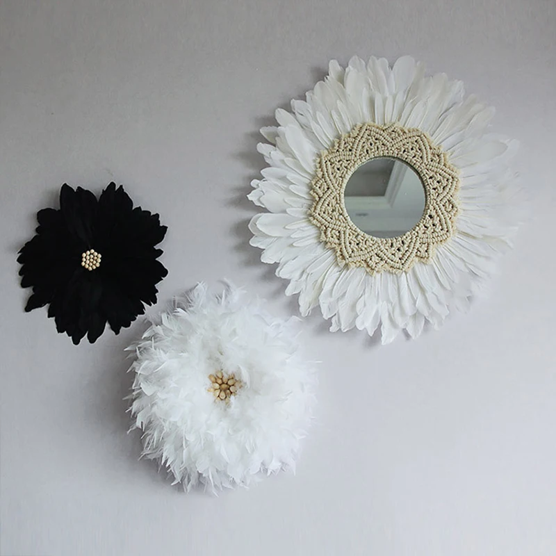 Скандинавские искусственные зеркальные украшения с перьями оригинальное