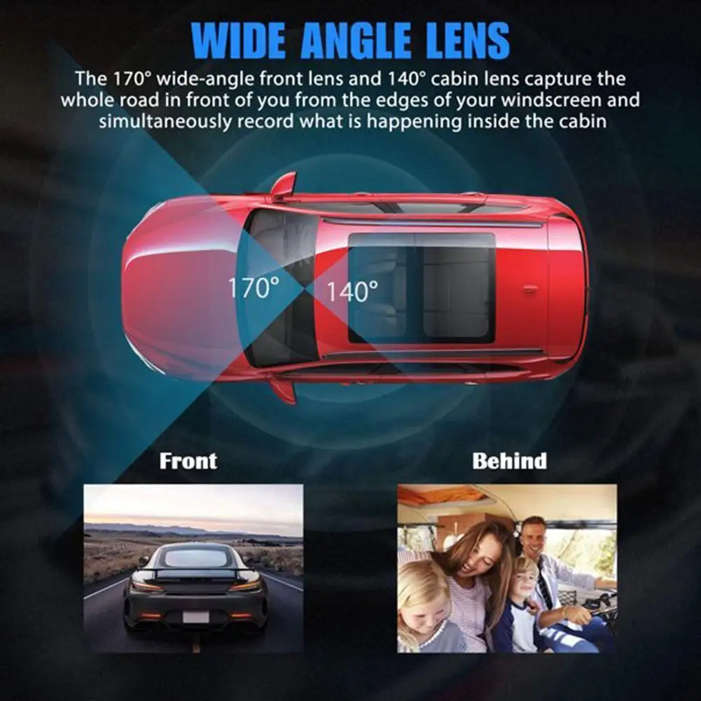 Dual Camera Car Dash Cam Dvr Registrator Full HD 1080P Video Recorder Front And Inside Cabin For Uber Taxi Drive C5Y2 |