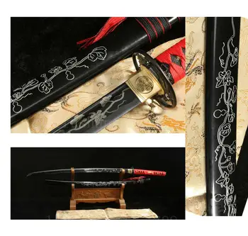 

SHARP 1095 CARBON STEEL Carved gourd FULL TANG JAPANESE SAMURAI SWORD KATANA