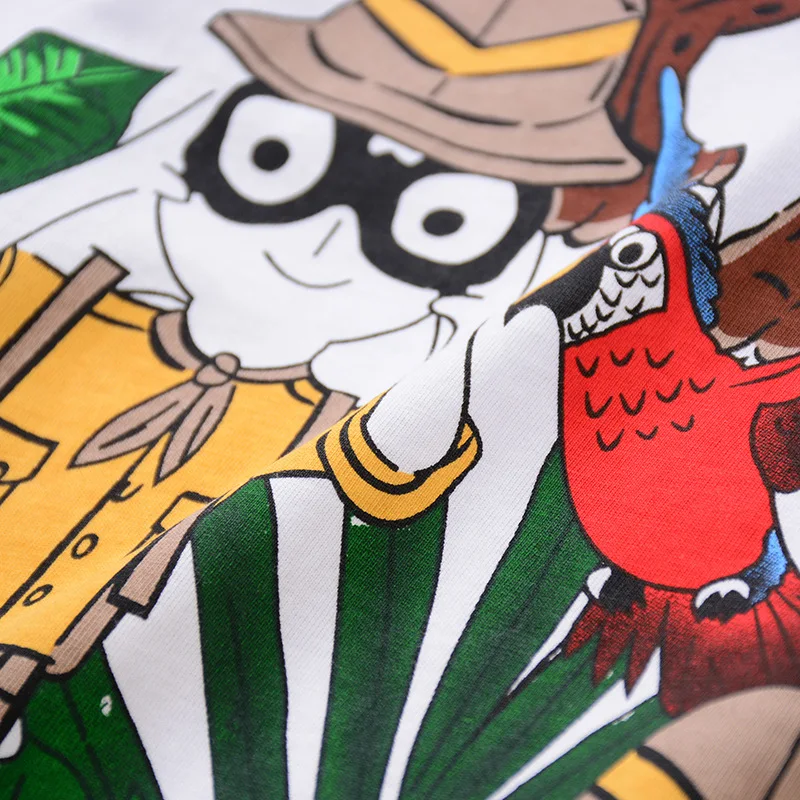 Amazon/ г. Летняя новая стильная футболка с короткими рукавами из чистого хлопка для мальчиков с изображением героев мультфильма «Джунгли и кустарники»