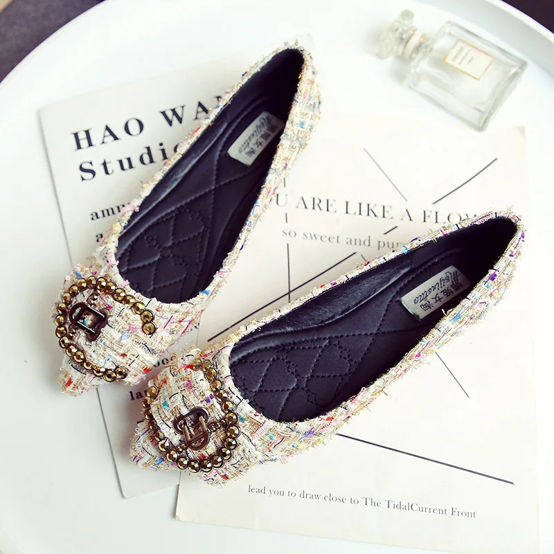 

Rhinestone Women Flat Shoes Large Sizes Lightweight Breathable Slip On ladies Espadrilles Female lazy Loafers 2018 Spring autumn