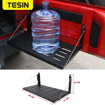 

Tailgate Table For Jeep Wrangler 2007-2018 JK Black Aluminum Alloy Foldable Multifunction Shelf Tail Gate Table Luggage Holder
