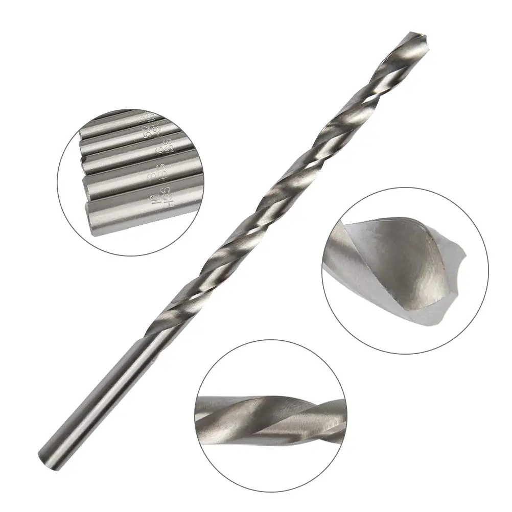 200mm Extra Long High Speed Steel HSS Twist Drill Bits For Metal Drilling 2-10mm 