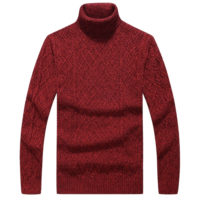 ^*Best Offers 2019 Winter Plain Red Turtleneck Wool Sweater Men Pullover Casual Jumper For Male Brand Knitted Korean Style Clothes