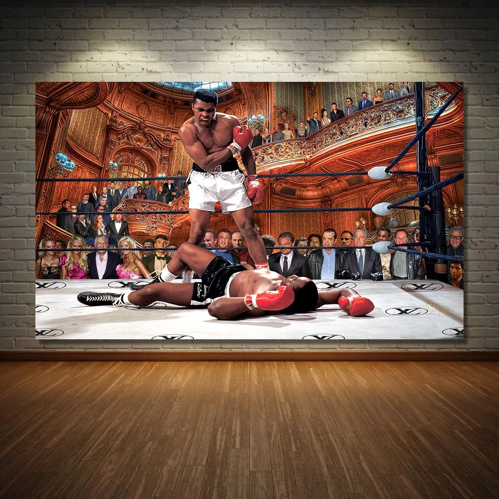 Muhammad Ali Boxing vs Sonny Liston Canvas Wall Art print 