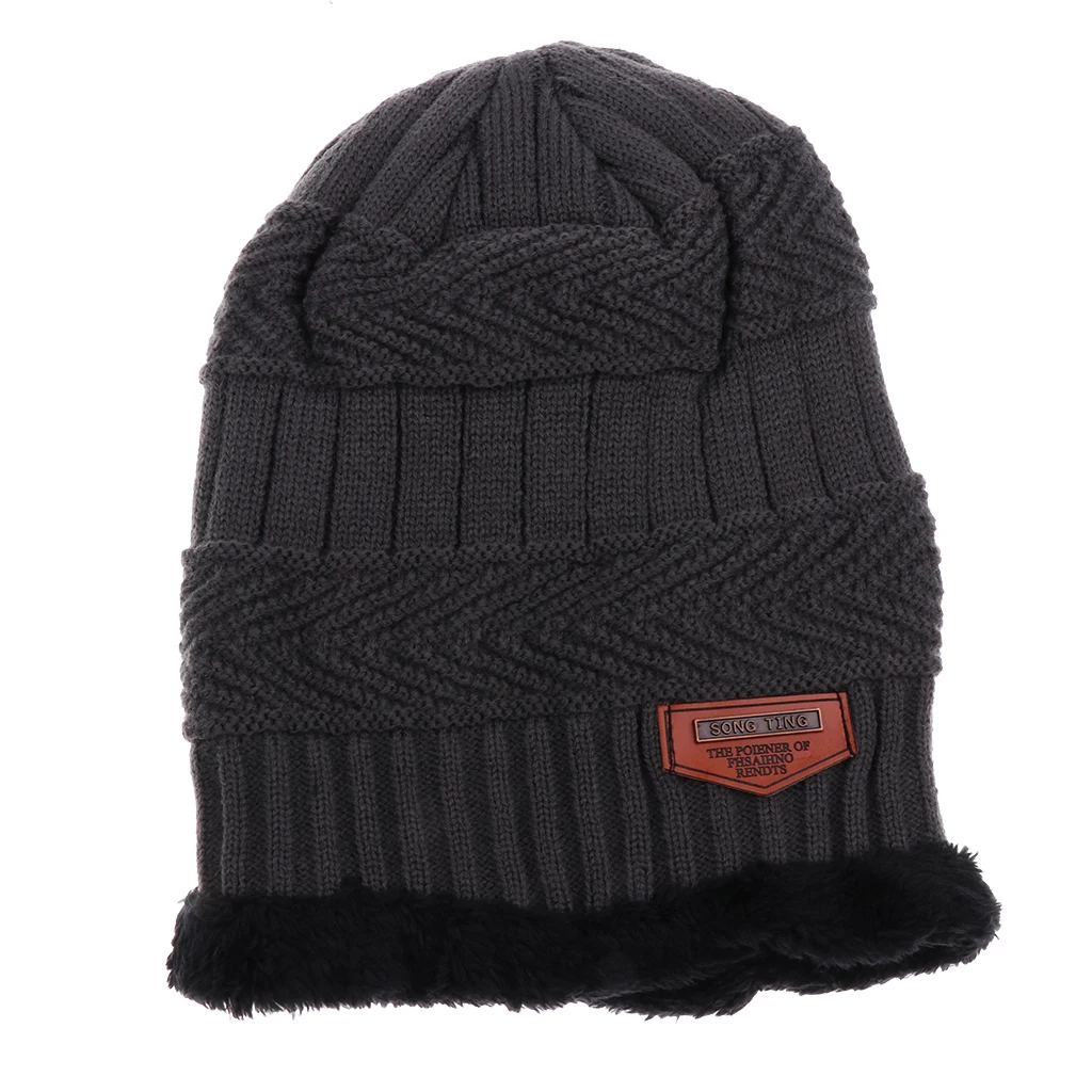 2PCS Men's Women's 2 Sided Beanie Winter Warm Knit Ski Knitted Scarf Hat Windproof Couple Hat Slouchy Hats with Pom Scarves