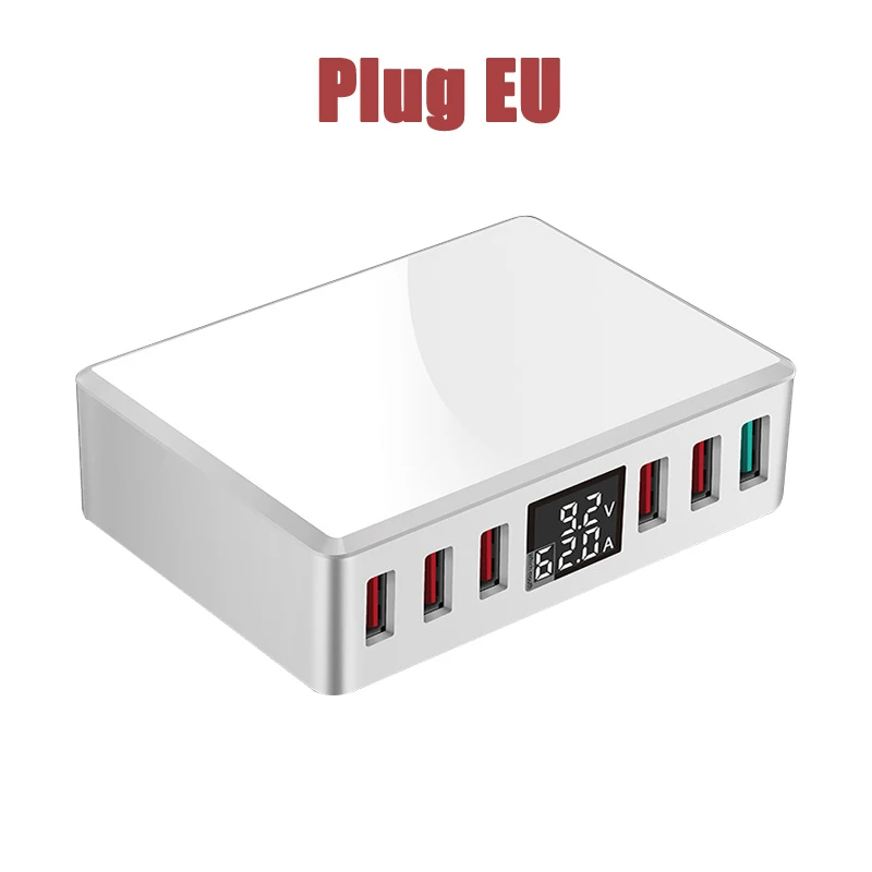 Зарядное устройство для телефона EU US Plug 6 портов USB зарядное устройство адаптер умный настольный настенный зарядный телефон для путешествий Быстрая зарядка для huawei Xiaomi - Тип штекера: Европейский Союз (ЕС)