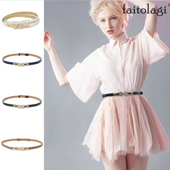 

Flower Shape Women Belts Adjustable Leather Ladies Dress Waist Belt Stretch Skinny Thin Female Black Waistband ceinture femme