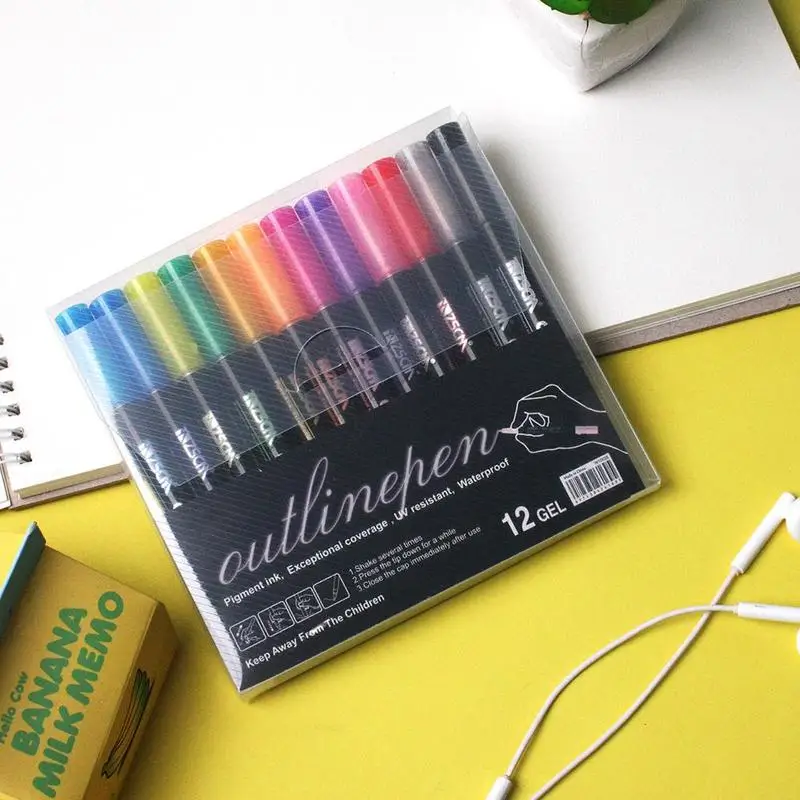 

Contour metal marker, double line flash paint pen, 8/12PCS, children and adult painting art signature