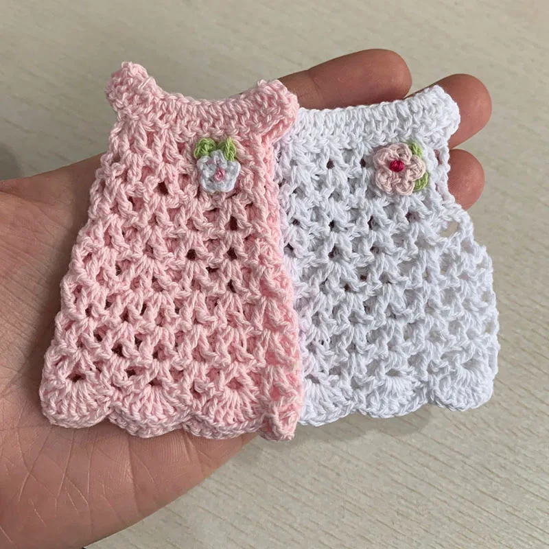 6/12Pcs Handmade Mini Crochet Knitting Longuette Fabric For Baby Shower Baptism Toy Dolls Crafts Table Party DIY Decorations
