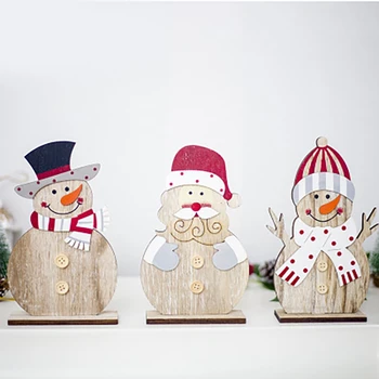 

1 Pc Christmas Wooden Crafts Decoration Santa Snowman Christmas Ornaments Children's Cute Funny Gifts Room Decoration Supplies