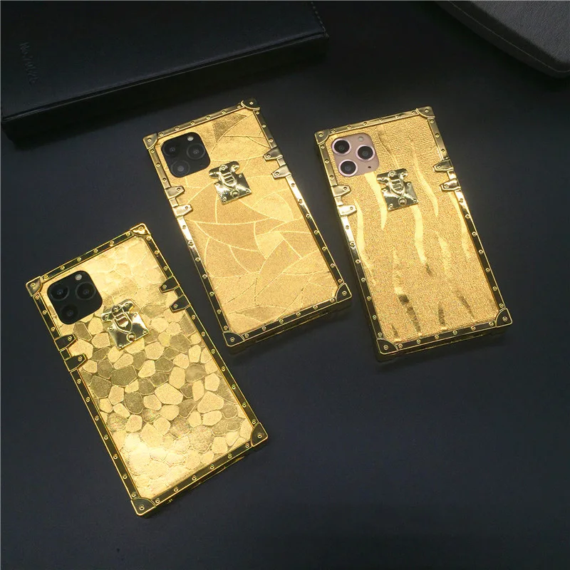 Роскошный Золотой блестящий чехол для iphone 12 Pro MAX 11 X XS XR 6 7 8 квадратный Samsung S20 Plus S9