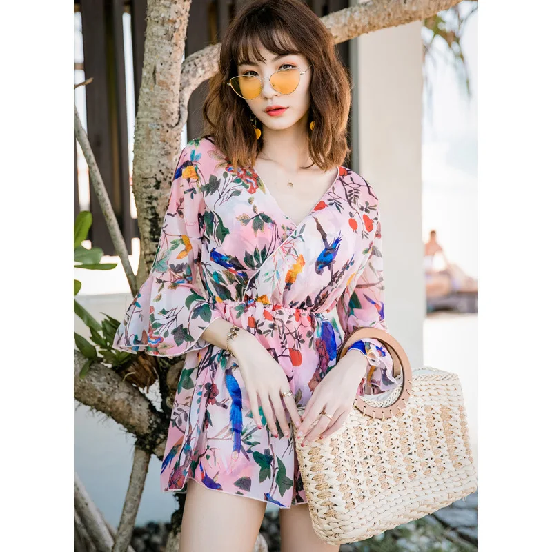 

New Style Women's Korean-style Fashion Sexy Underwire-Split Skirt-Boxer Three-piece Set Bathing Suit a-Piece