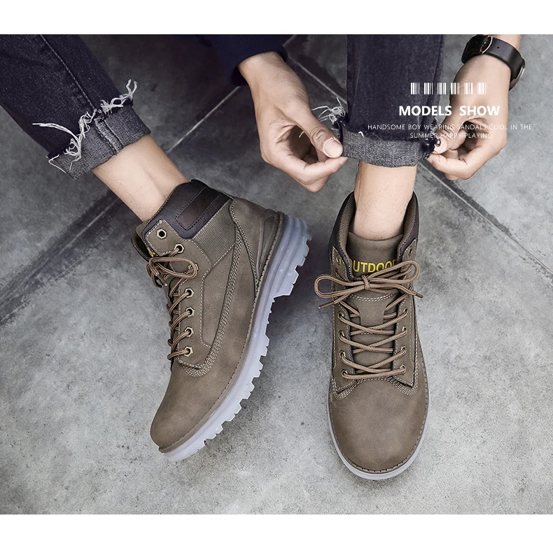 Модная Рабочая обувь; Мужская Спортивная обувь; Chaussures Homme Hiver; мужские высокие кроссовки; мужские ботильоны из искусственной кожи; мужская обувь на шнуровке