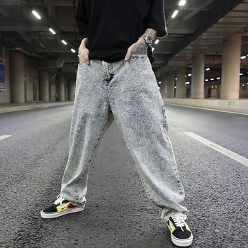 

Japanese Snow Washed Loose Jeans Wide Leg Daddy Trousers