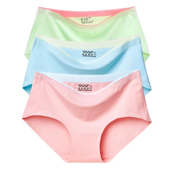 

Sexy Seamless Panties For Women Comfort Briefs Lingerie Breathable Underwear Mid Waist female Underpants Thong 3pcs/lot #F