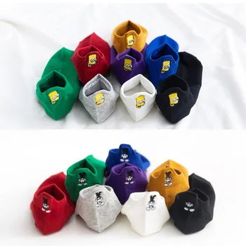 

Socks Women Cotton Woman Sock Bart Print Solid Soft Cartoon Ladies Spring Summer Classic Lady Cartoon Anime Calcetines Hombre