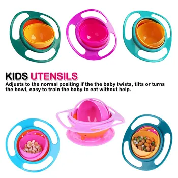 

Baby Bowl Universal Bowl Practical Design Children 360 Rotate Balance Umbrella Bowl Spill-Proof Bowl