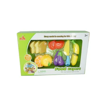 

OHMETOY Pretend Play Cut Fruit Vegetable Bread Toast Kitchen Toys Set Baby Kids Educational Toys for Gift