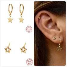 925 пробы серебряные серьги для женщин звезда серьги формы для девочек хряща уха костяные серьги женский хрящ звезда aretes R5