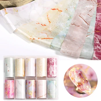 

10 Pcs Nail Transfer Foils Marble Nail Art Stickers Adhesive Paper Foil Nail Wraps Snake Butterfly Nail Art Decorations