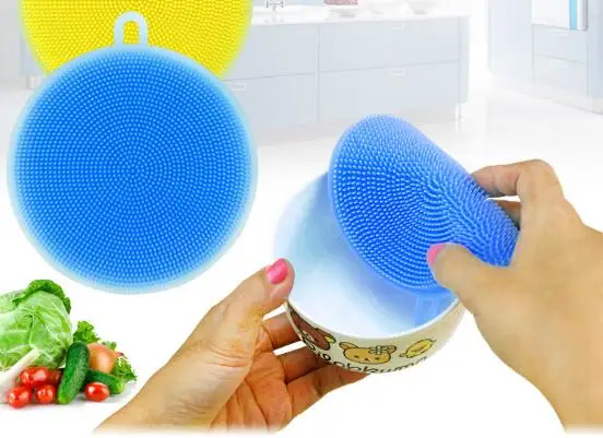 500 pcs Silicone Brush Magic Dish Bowl Pot Pan Wash Cleaning Brushes Cooking Tool Cleaner Sponges Scouring Pads