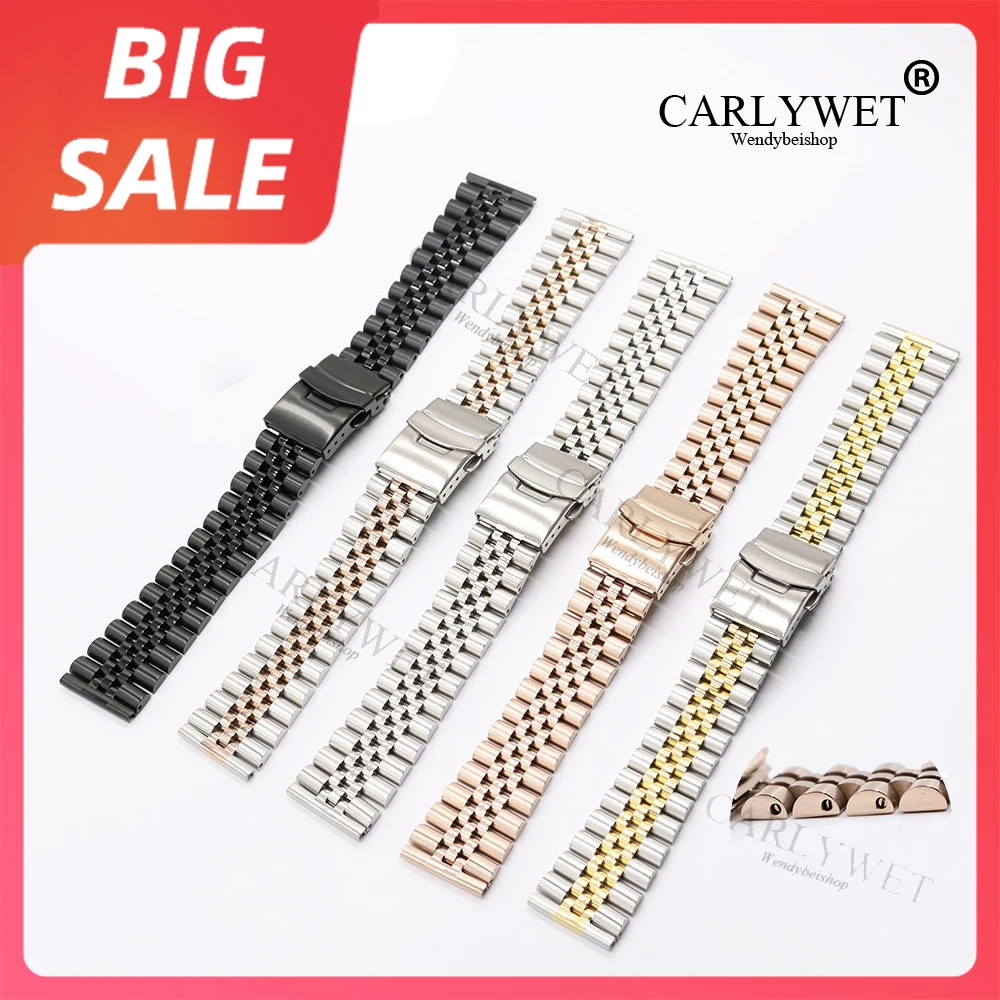 Роскошный ремешок для часов CARLYWET 20 мм 22 с прямым концом твердый винт стандарта 316L
