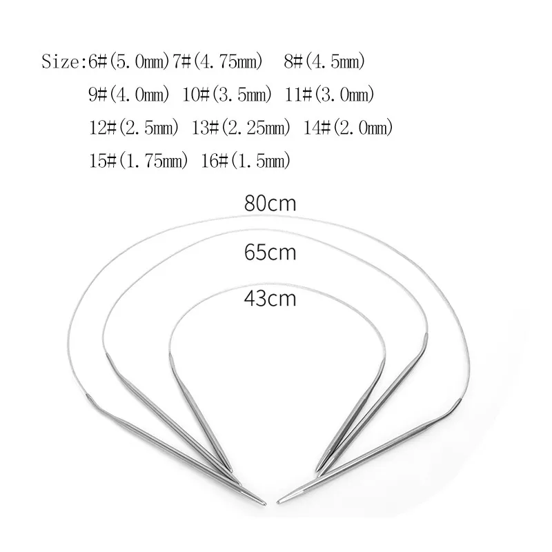 11PCS Stainless Steel Circular Knitting Needles Set Crochet Hook Weave Craft Tools With Bag Sewing Needle Kit 43/65/80/100/120cm