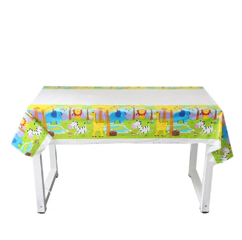 tablecloth 1pcs Вечерние украшения в виде животных в джунглях, капкейки, тарелки, чашки, украшения для вечеринки на день рождения, детские подарки для мальчиков, вечерние украшения - Цвет: tablecloth 1pcs