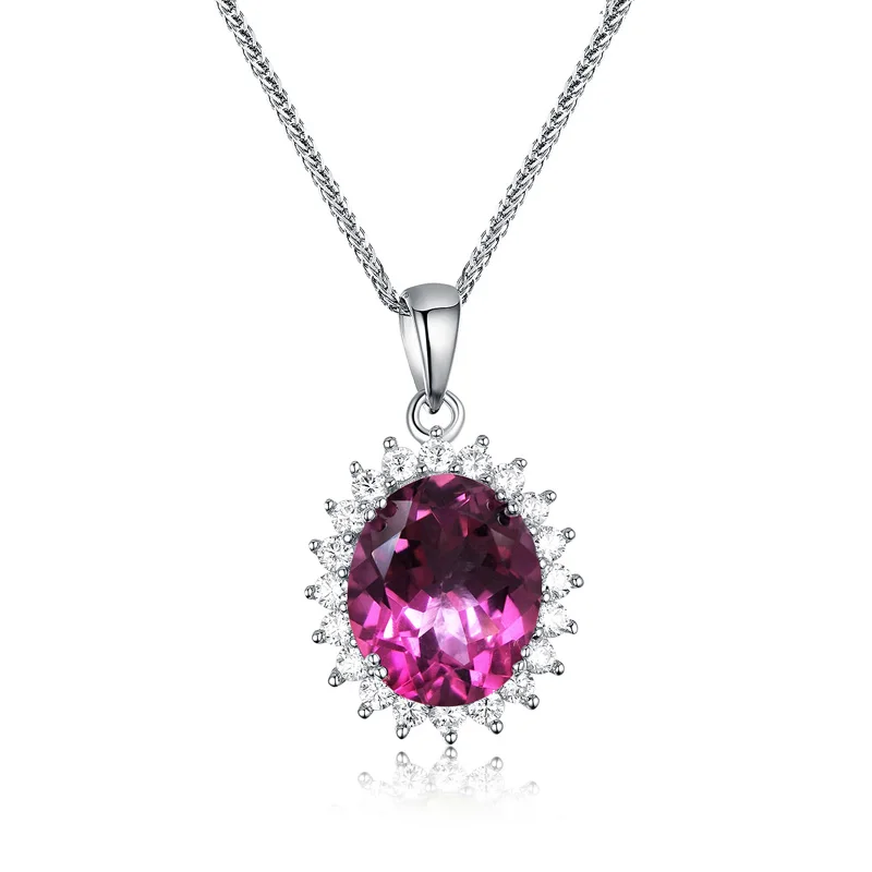 pink topaz pendant Натуральный Овальный 10*12 мм 18ct розовый топаз ювелирный набор серьги и подвеска из стерлингового серебра 925 пробы Роскошные блестящие ювелирные изделия для жены подарок - Цвет камня: pink topaz pendant
