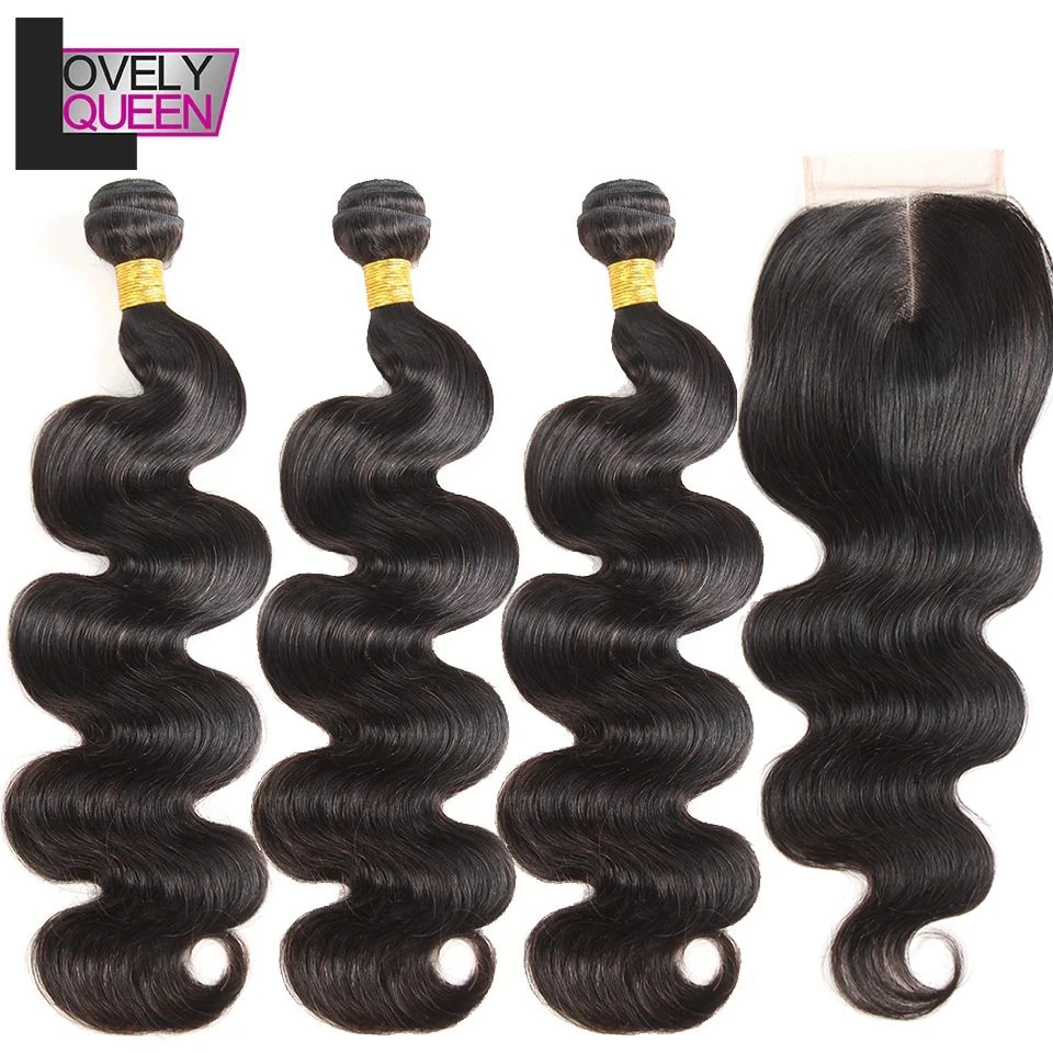 

Malaysian Body Wave Hair Human Hair Bundles with Closure 3 Weave Bundles with Closure Non Remy